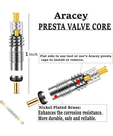 Presta Valve Core Set with Remover Tool and Caps for Tubeless Road MTB Bike - 22 Pieces, Black - Buy Online on GoSupps.com