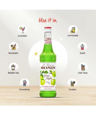 MONIN Premium Green Apple Syrup 700ml for Cocktails and Mocktails. Vegan-Friendly Allergen-Free 100% Natural Flavours - Buy Online on GoSupps.com