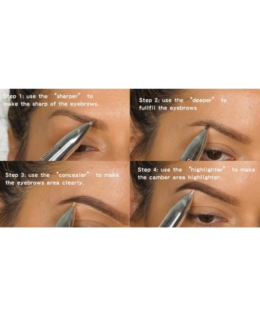 4 in 1 Eyebrow Contour Highlight Pen - Waterproof Long Lasting Microblading Brow Pencil for Perfect Definition | Blonde Eye Makeup Tool - Buy Online on GoSupps.com