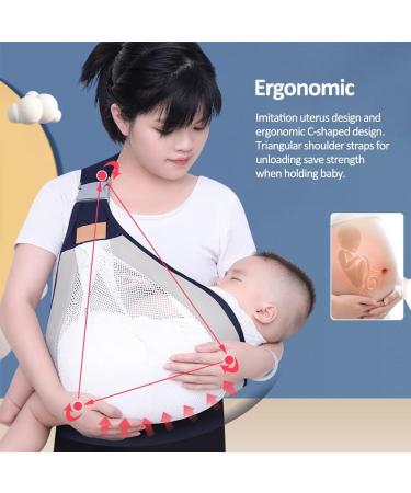 HINATAA Breathable Baby Sling | Adjustable Baby Carrier Wrap | Quick Dry with Thick Shoulder Straps | 0-36 Months Baby | Grey B - Buy Online on GoSupps.com