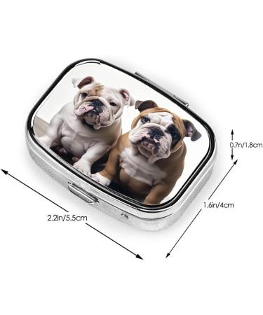 Portable Bulldog Pill Box - 2 Compartment Medicine Organizer for Travel | Unique Gift Idea | Metal Vitamin & Fish Oil Case - Buy Online on GoSupps.com