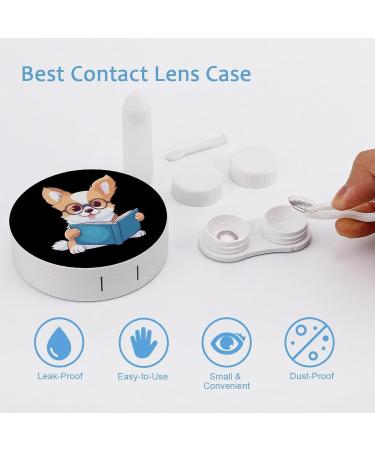 Corgi Reading Book Contact Lens Travel Kit | Portable Cute Contact Box with Mirror for Daily Use | International Shipping - Buy Online on GoSupps.com