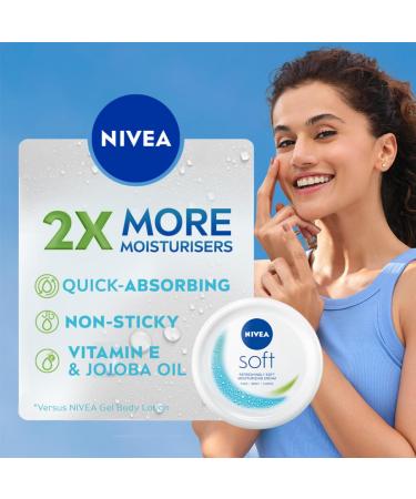 Nivea Soft Light Moisturiser 200ml - Hydrating Lightweight Cream for All Skin Types | Fast International Shipping - Buy Online on GoSupps.com