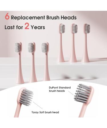 JIMOK Sonic Electric Toothbrush for Adults - Pink 3 Dupont & 3 Toray Brush Heads 90 Days Use 5 Modes Extra Brush & Wall Adapter - Shop Internationally - Buy Online on GoSupps.com
