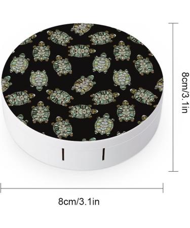 Ocean Sea Turtle Round Case For Contact Lens Kit Storage Box with Mirror Printed - Buy Online on GoSupps.com