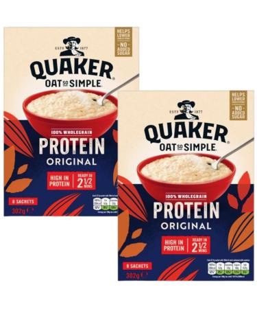 Protein Porridge Bundle With Quaker Oat So Simple Protein Original Porridge Sachets 8x38g Bags 302g Box (2 Pack) - Buy Online on GoSupps.com