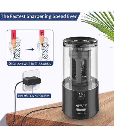 AFMAT ElectricÂ PencilÂ Sharpener forÂ ColoredÂ Pencils Â AutoÂ Stop Â SuperÂ SharpÂ &Â Fast Â ElectricÂ PencilÂ SharpenerÂ PlugÂ inÂ forÂ 6-12mmÂ No.2/Office/Home-Black - Buy Online on GoSupps.com