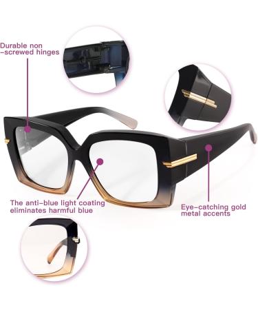 LVIOE Blue Light Filter Glasses - Reduce Eye Strain for Gamers & Non-Glasses Wearers | Stylish Blue & Brown Frames - Buy Online on GoSupps.com