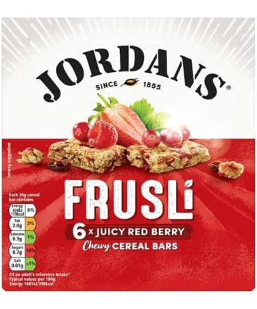 Jordans Frusli Cereal Bars Cranberry & Apple | Juicy Blueberry | Raisin and Hazelnut | Juicy Red Berries 6 X 30g (Pack Of 4) - Buy Online on GoSupps.com