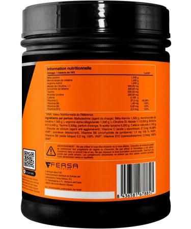 Healthy Fusion Pre-Workout with Beta Alanine L-Arginine AAKG Creatine Caffeine and Taurine | Increases Muscle Development | Stimulates and Improves Endurance | Orange Taste | 300g - Buy Online on GoSupps.com