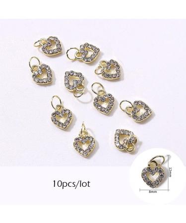 10pcs Sweet 3D Gold Heart Dangle Alloy Glitter Nail Charm Rhinestone Nail Jewelry Pendants Diamond Nail Art Dangle Nail Piercing Charms Alphabet Alloy 3D Nail Art Charm Acrylic Tips - Buy Online on GoSupps.com