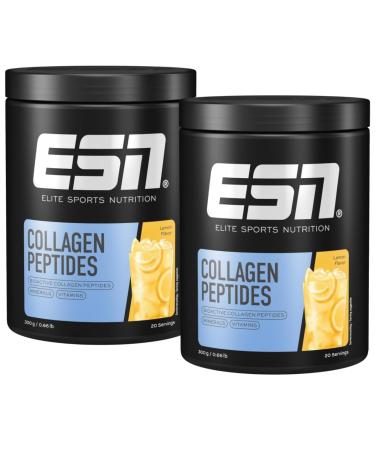ESN Collagen Peptides Lemon 2 x 300 g promotes joint stability and skin elasticity supports tendon and band health tested quality - made in Germany bundle 2 x lemon 300g (2 Pack)