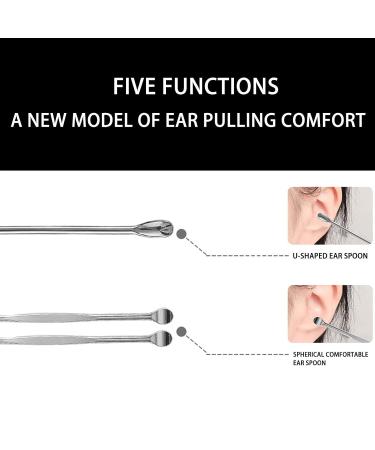 6 PCS High Grade Stainless Steel Ear Wax Removal Kit with Artificial Leather Storage Bag - Ear Cleansing Tool Set for Earwax Removal, Ear Pick, Ear Curette - Black - Buy Online on GoSupps.com