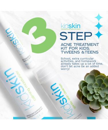 Kidskin Three-Step Acne Treatment Kit for Kids, Tweens, Teens - Face Wash, Serum, Moisturizer - Breakout Prevention for Boys & Girls - Made in USA - Buy Online on GoSupps.com