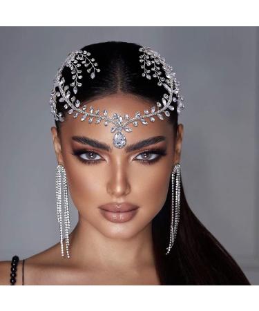 HONGMEI Rhinestone Wedding Headband with Pendant - Bridal Forehead Chain for Women, Silver Hair Accessories for Brides - Buy Online on GoSupps.com