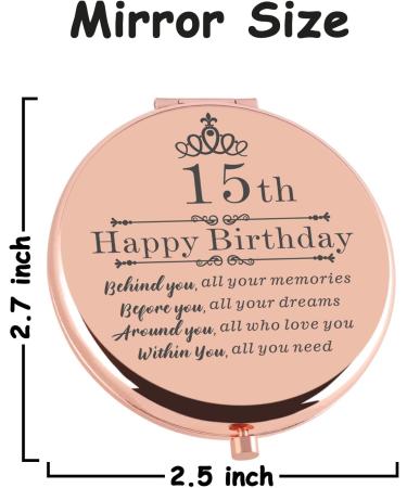 Cawnefil 15 Year Old Girls Rose Gold Travel Compact Mirror - Birthday Gift Ideas for Teen Daughter/Niece - Happy 15th Birthday Present - Buy Online on GoSupps.com