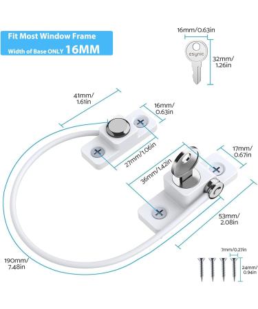 eSynic 4pcs Window Safety Restrictors with Keys - White UPVC Window Security Locks for Child Safety - Ideal for Home and Public Use - Buy Online on GoSupps.com