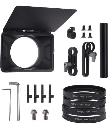 Foto4easy Mini Matte Box: Lightweight 15mm Rod Support for DSLR Mirrorless Cameras - Compatible with 67mm/72mm/77mm/82mm Lenses - Supports 4x4/4x5.65 Filters - Black Standard Edition - Buy Online on GoSupps.com