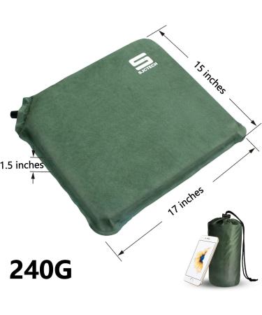 SJC Suede Inflatable Seat Cushion - Portable & Comfortable Stadium Cushion in Army Green - Buy Online on GoSupps.com