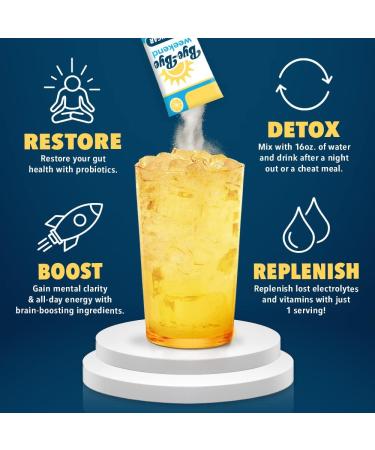 Bye-Bye Weekend Lemonade Drink Mix - Electrolytes, Probiotics, Vitamins - Fight Fatigue & Brain Fog - Zero Sugar - 10 Count - Buy Online on GoSupps.com
