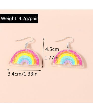 Feylie Acrylic Trailer Earrings for Women - Colorful Cartoon Fashion Ornaments for Everyday & Casual Dates - Rainbow & Stars Design - Buy Online on GoSupps.com