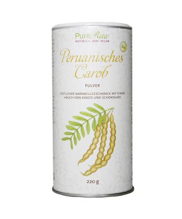 Peruvian carob powder (organic raw vegan) carob powder caramel taste with coconut and cocoa grade- of course sweet fiber-rich minerals- Johannisbrotbaum Karob |Pureeraw 220g Carob Peruanian standard