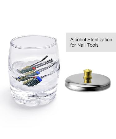 Crystal Disinfection Glass Cup Acrylic Liquid Dappen Dish with Stainless Steel Lid - Nail Art Glassware Tool HJ-NAPB028 - Buy Online on GoSupps.com