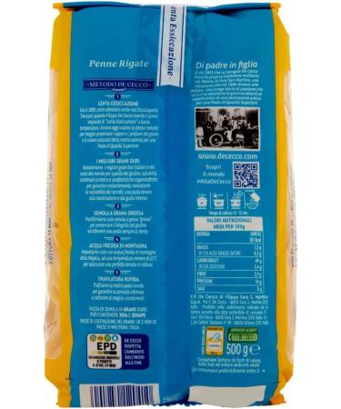  Italian Gourmet E.R. Pack of 10 De Cecco 100% Italian pasta Penne rigate No. 41 500g + Italian Gourmet Polpa 400g - Buy Online on GoSupps.com