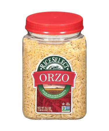 RiceSelect Traditional Orzo Pasta, Non-GMO, 26.5 oz (Single Jar),903612SU Traditional 26.5 Ounce (Pack of 1)