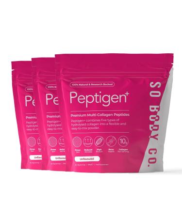 SoBodyCo Premium Collagen Supplements for Women & Men 5 Types of Collagen Powder Peptigen Collagen Peptides Marine Collagen Hydrolysate Powder Multi-Collagen 90 Days Supply Peptigen 3