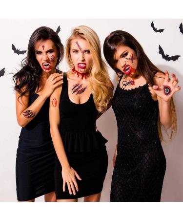 Halloween Tattoos 30 SheetsTemporary Tattoo Realistic Halloween Zombie Scars Wounds Tattoos Bleeding Fake Bloody Scar Wound Scab Stickers for Halloween Cosplay Party - Buy Online on GoSupps.com