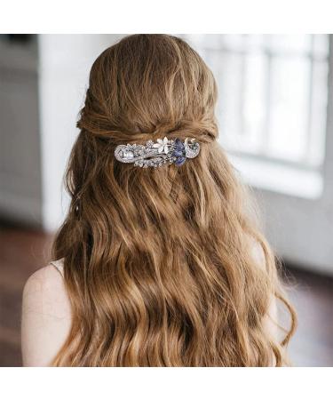 Buy 4-Piece Retro Rhinestone Hair Clips for Women | Vintage Crystal & Alloy Spring French Hair Accessories (Silver + Blue) - Buy Online on GoSupps.com