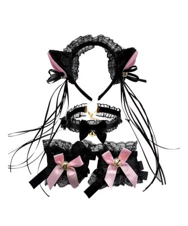TQUXNGA 1set Halloween Cosplay Ear Headband and Choker/Lace Cuffs/Tail Cosplay Lovely Costume Party Accessories for Adult 5