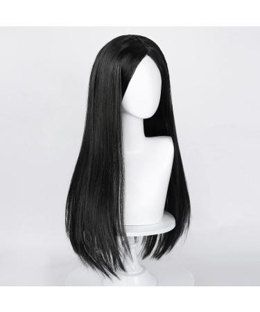 Long Straight Black Kids Wig with Flower Hair Clip - Wigs for Girls | Toddler Cosplay Hairpiece for Halloween Party - Includes Wig Cap | Uniquebe - Buy Online on GoSupps.com