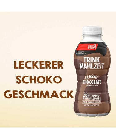 Buy Power System Drinking Meal Classic Chocolate 6 x 500ml | Delicious Meal Replacement | 33g Protein & 26 Vitamins + Minerals | 1.50 Pfand Included - International Shipping Available! - Buy Online on GoSupps.com
