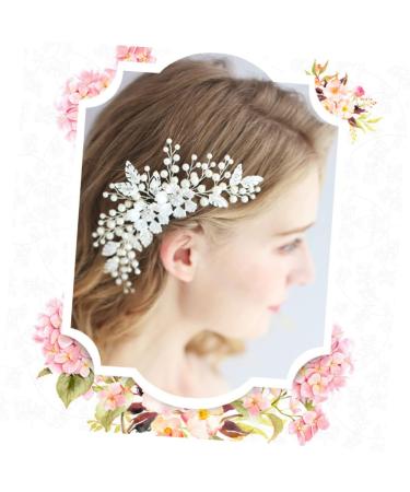 Didiseaon Hair Comb for Bride Hair Flower Combs Flower Hair Comb For Girl Friends Bridal Headwear Easy to Use Hair Comb Rhinestone Comb Pearl Headwear Hair Accessories European and American - Buy Online on GoSupps.com