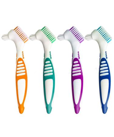 SunshineFace 4 x Denture Cleaning Brushes Double Sided Denture Cleaner with Ergonomic Handle