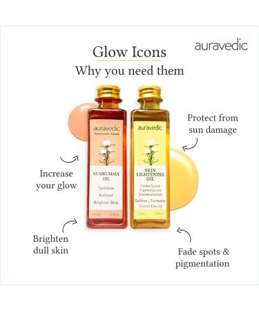 AURAVEDIC Skin Lightening & Kumkumadi Oil 100ml Duo for Radiant Skin - Buy Online on GoSupps.com