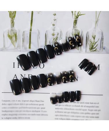 Press on Nails 3 Sets Black Star Moon Smudge Fake Nail Self-Adhesive Nail Stickers Artificail Nails for Women Girls (Color : Black) (Color : Black) (Black) - Buy Online on GoSupps.com