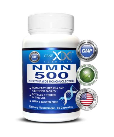 GENEX FORMULAS NMN Nicotinamide Mononucleotide Supplements - 99% Pure Shelf Stabilized NMN Supplement Capsules for Increased NAD Levels & Healthy Aging, GMP Certified, 500mg per Serving, 60 Capsules