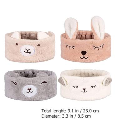 Beaupretty 4-Piece Plush Spa Headband Set | Soft Microfiber Cartoon Hair Bands for Beauty & Skincare - Buy Online on GoSupps.com
