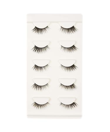 Vivis 3D Half False Corner Eyelashes Fuax Mink Wispy Natural Black Fake Cat Eye Soft Clear Band Volume Lashes 5 Pairs - 302