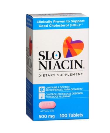 Slo-Niacin 500 mg Tablets 100 Tablets (Pack of 2) 100 Count (Pack of 2) 500 mg