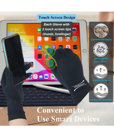 Shop 2 Pairs Small Black Copper Arthritis Gloves - Full Finger Compression for Hand Pain Relief Carpal Tunnel Support & Crocheting | Touch Screen Compatible - Buy Online on GoSupps.com