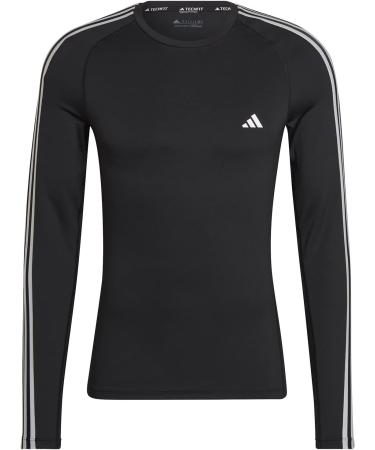 Buy Adidas Male Techfit 3-Stripes Long Sleeve Top T-Shirt for Adults - Black | International Shipping Available - Buy Online on GoSupps.com