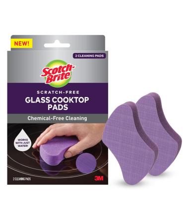 Scotch-Brite Glass Cooktop Pads, Great for Glass Stovetops, Chemical-Free, 2 Cleaning Pads