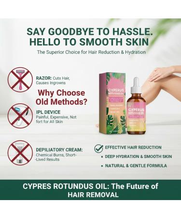 2PCS Cyperus Rotundus Oil For Hair Removal Natural Herbal Product Reduces Hair Growth Suitable For All Skin Types - Buy Online on GoSupps.com
