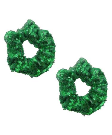 Buy Lurrose 2-Piece Sequin Hair Ties - Glitter & Chiffon Ponytail Holders for Women (Green) - International Shipping Available - Buy Online on GoSupps.com
