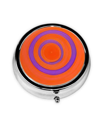 Orange Circle Centreround Pill Box 3 Compartments Round Pill Box Organizer for Purse Or Pocket &*Portable Travel Pill Box