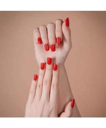 Foyute Semi Cured Gel Nail Strips 20 Pcs Soft Self-Adhesive Gel Nail Polish Wraps Sticker for Salon-Quality Manicure Set Long Lasting Easy to Apply & Remove Nail File & Wooden Stick (Red C) - Buy Online on GoSupps.com